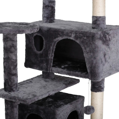55” Multi-Level Cat Tree Condo – Plush Cat Tower with Scratching Posts & Hideaways