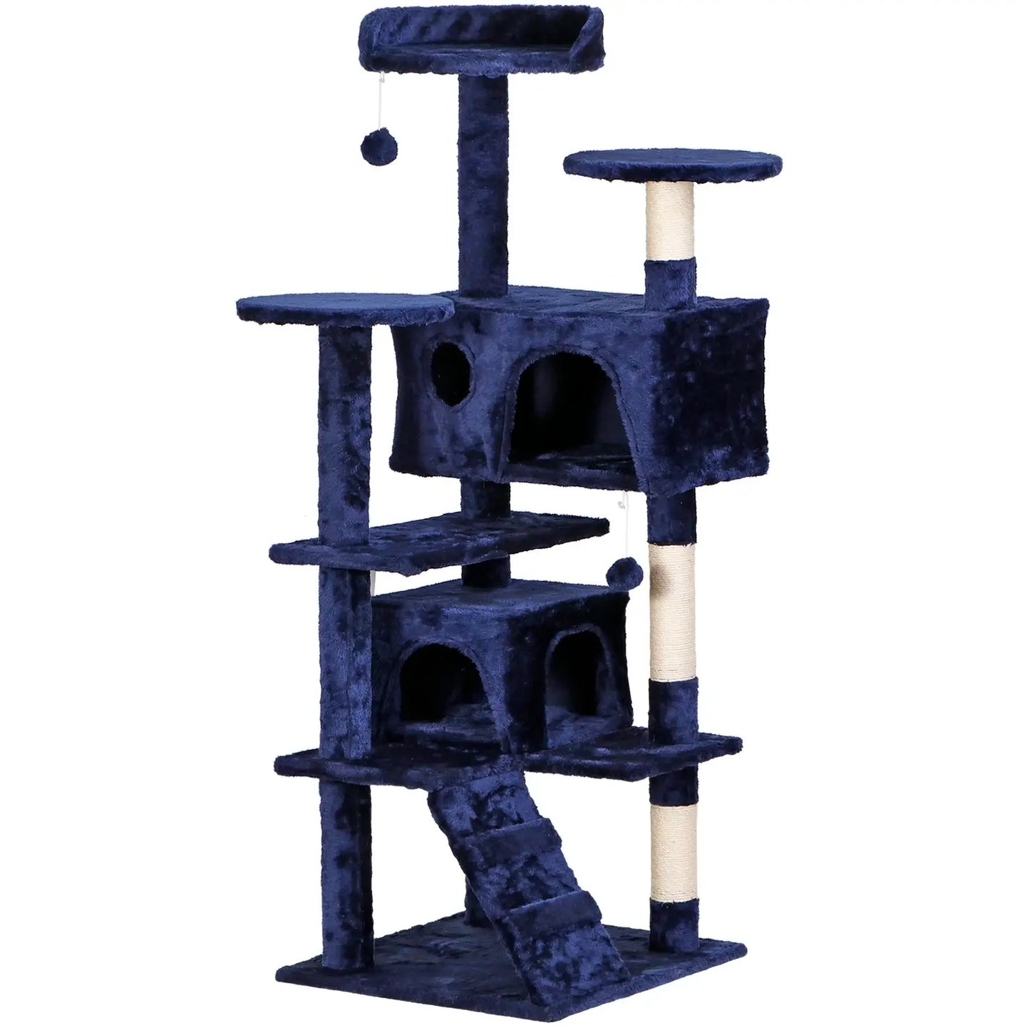 55” Multi-Level Cat Tree Condo – Plush Cat Tower with Scratching Posts & Hideaways