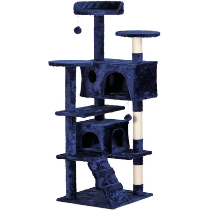 55” Multi-Level Cat Tree Condo – Plush Cat Tower with Scratching Posts & Hideaways