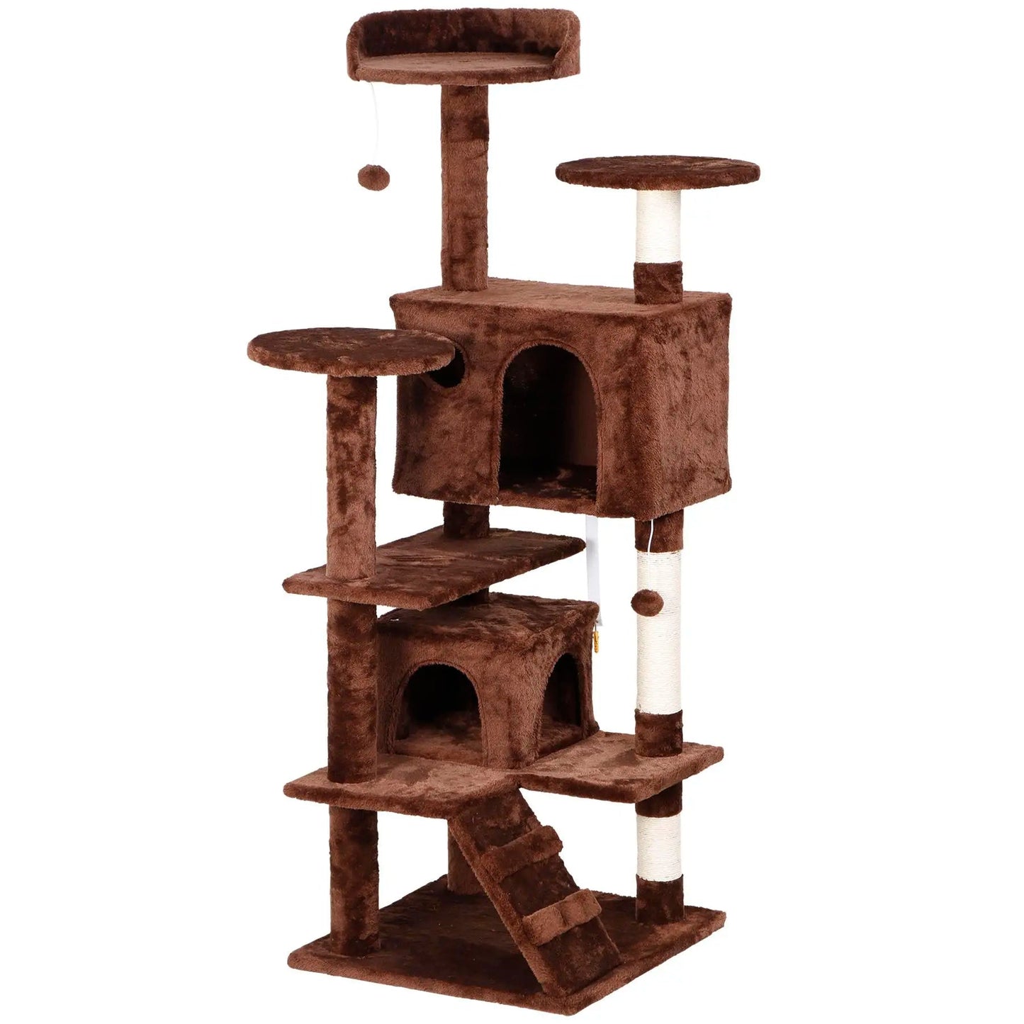 55” Multi-Level Cat Tree Condo – Plush Cat Tower with Scratching Posts & Hideaways