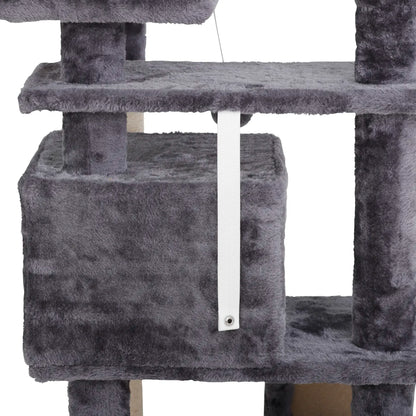 55” Multi-Level Cat Tree Condo – Plush Cat Tower with Scratching Posts & Hideaways