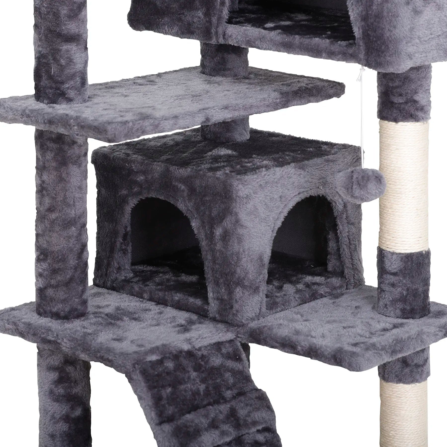 55” Multi-Level Cat Tree Condo – Plush Cat Tower with Scratching Posts & Hideaways