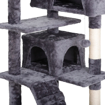 55” Multi-Level Cat Tree Condo – Plush Cat Tower with Scratching Posts & Hideaways