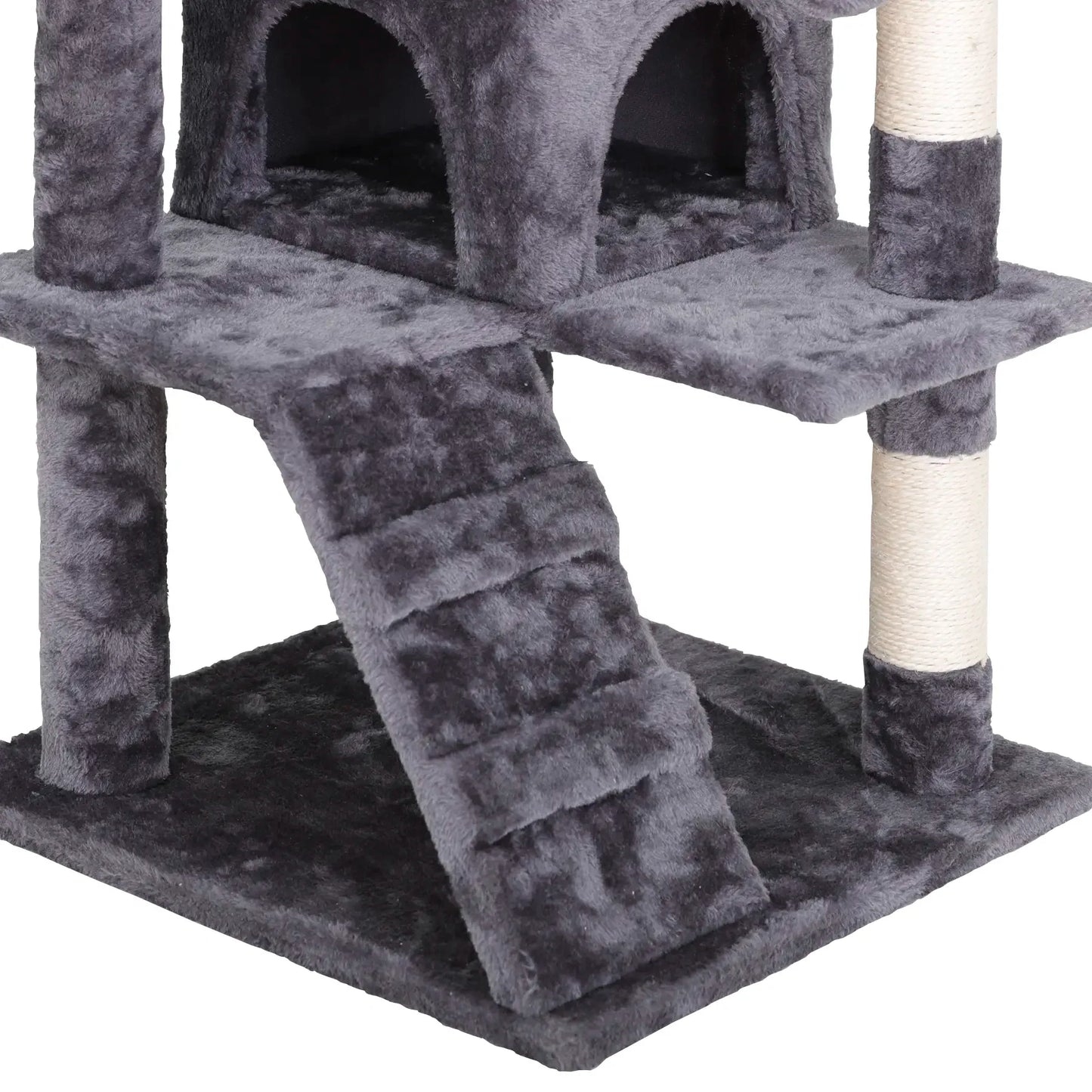 55” Multi-Level Cat Tree Condo – Plush Cat Tower with Scratching Posts & Hideaways