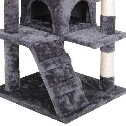 55” Multi-Level Cat Tree Condo – Plush Cat Tower with Scratching Posts & Hideaways